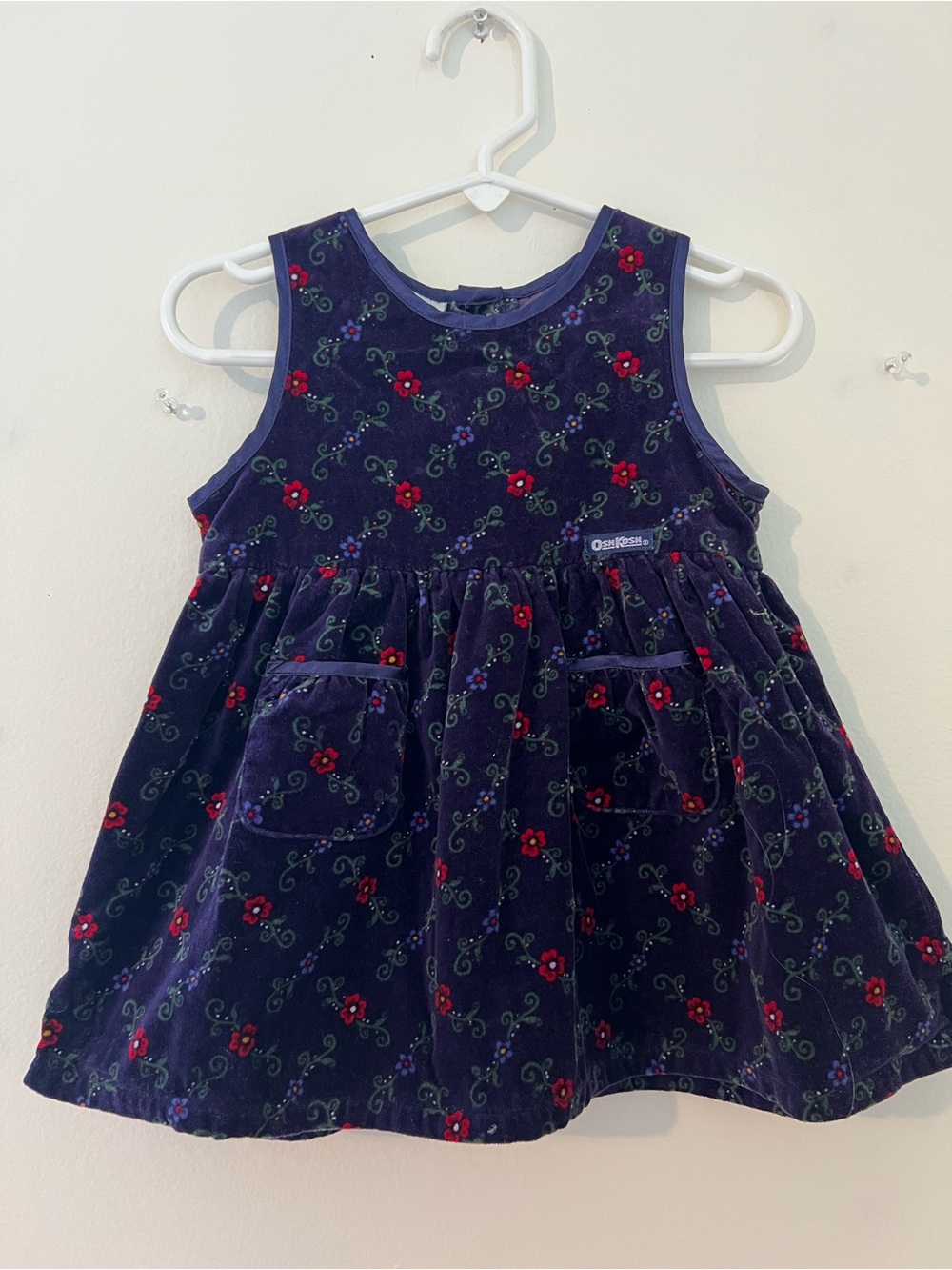 1990’s OshKosh B'gosh Navy Floral Velvet Pocket Dress